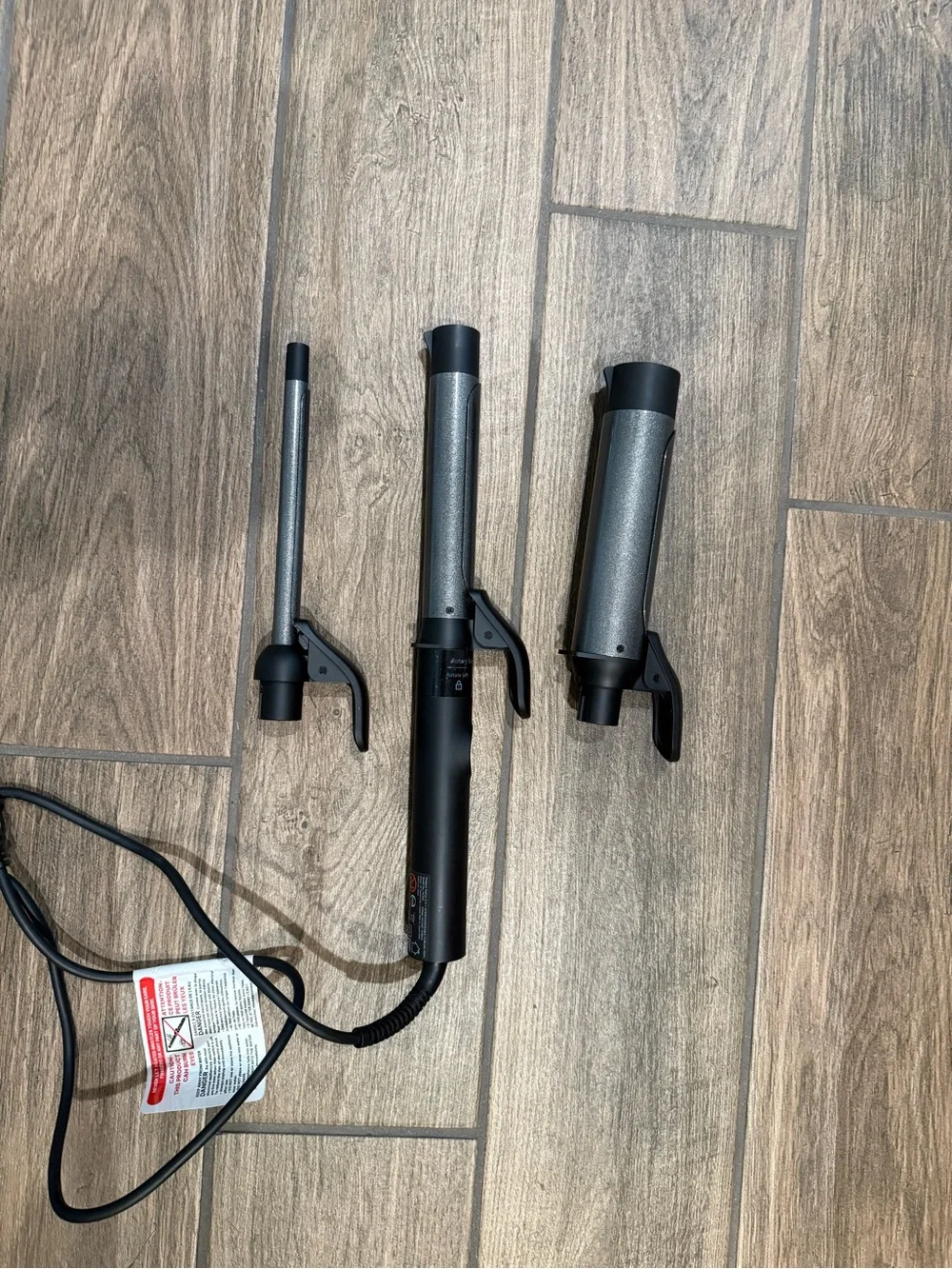 3-Piece Black and Silver Interchangeable Curling Wand Set